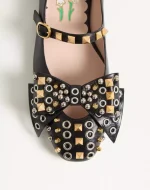 Valentino Mary-Jane Bowow Ballerina In Kidskin With Studs - Image 3